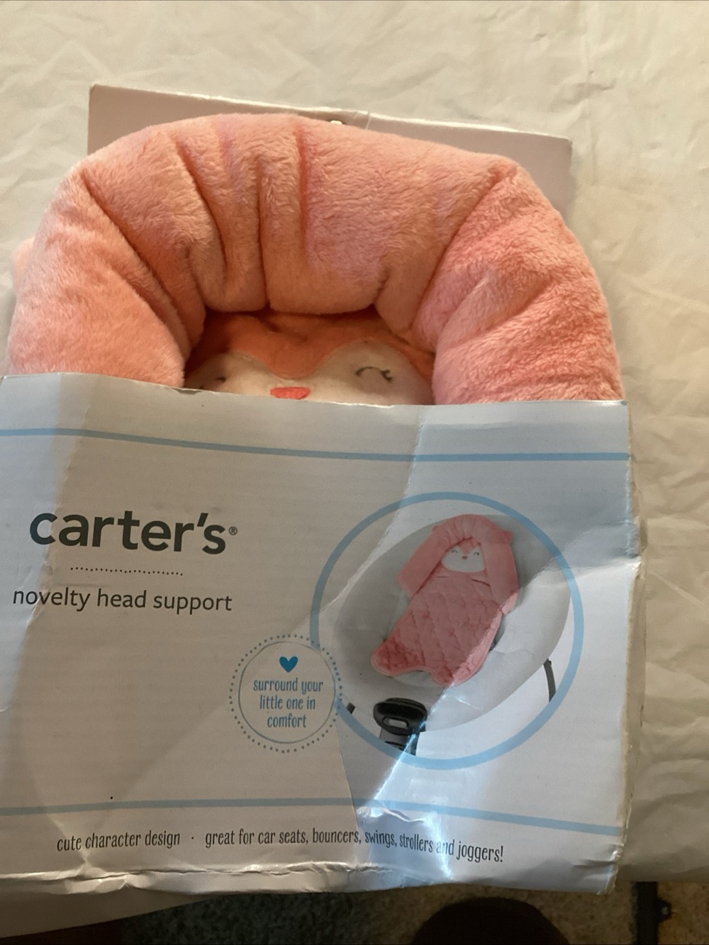 Carter's Pink Plush Novelty Head Support Pillow - Cute Character